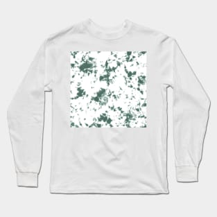 Pine green and white marble - Tie-Dye Shibori Texture Long Sleeve T-Shirt